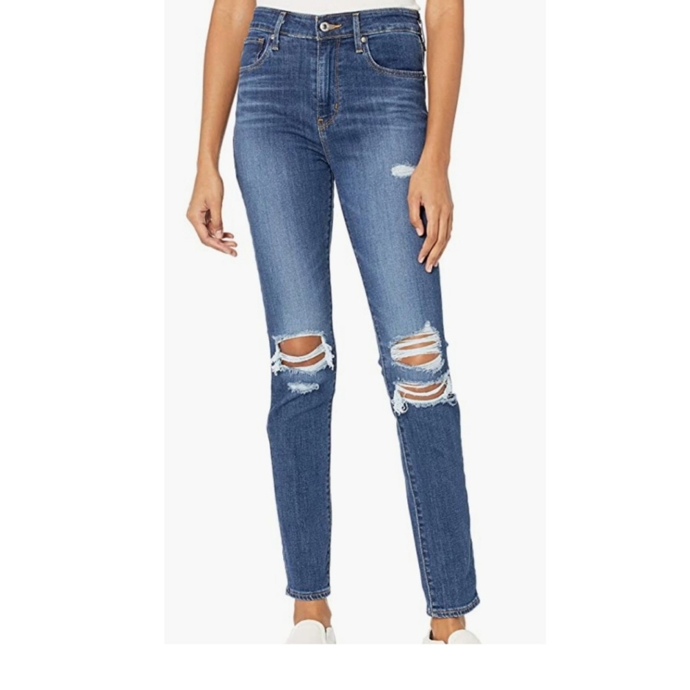 Levi's 721 High Rise Skinny Distressed Jeans sz 26